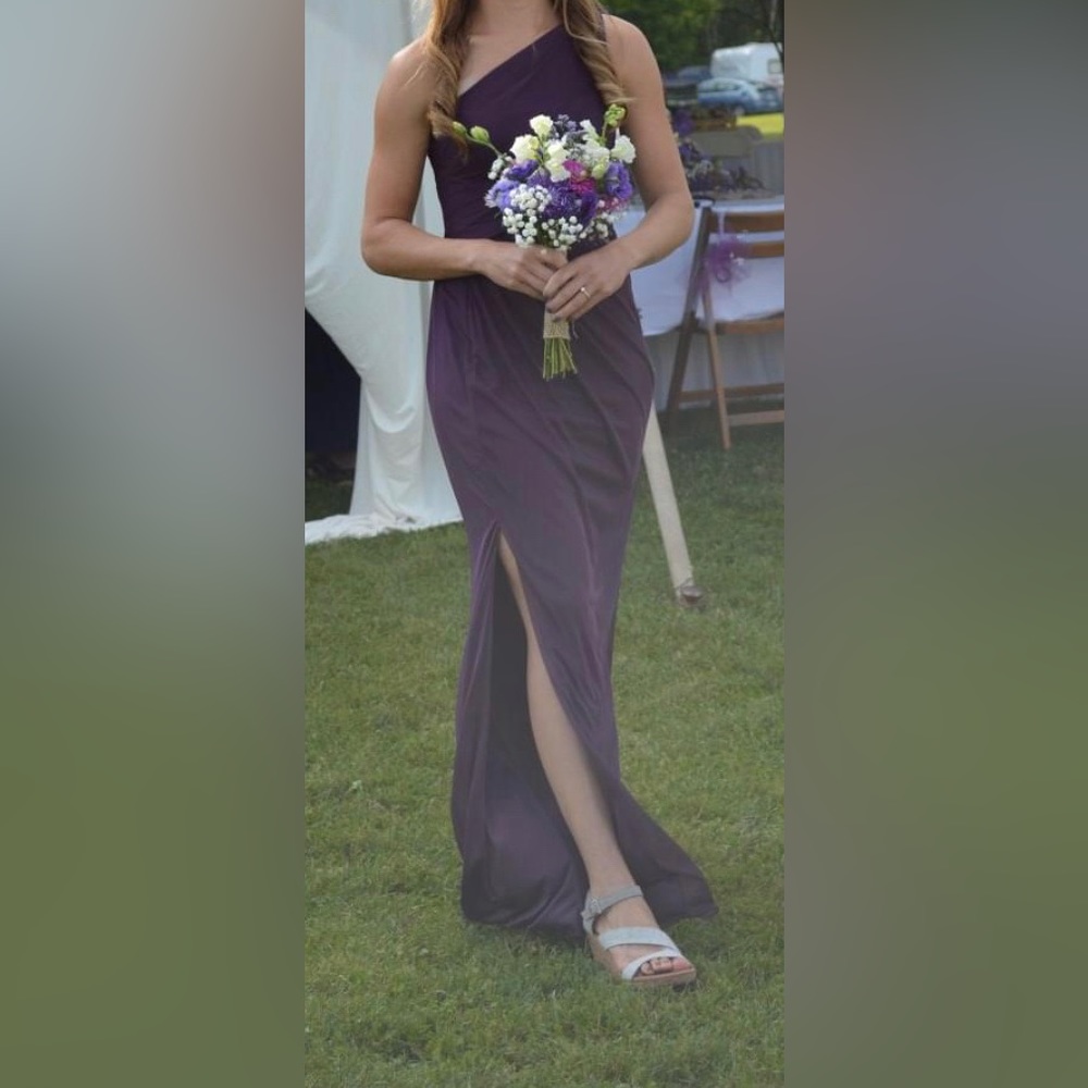 Bridesmaids Dress: David’s Bridal One Shoulder with Lace Inset